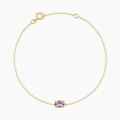 Bracelet Ovale Or Jaune Améthyste