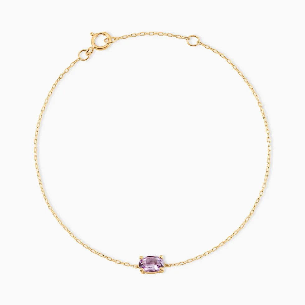 Bracelet Ovale Or Jaune Améthyste