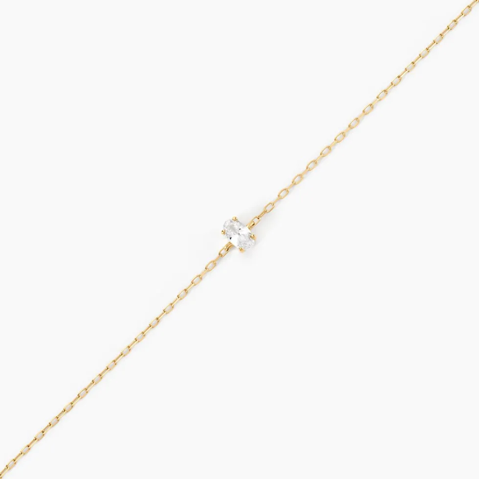 Bracelet Ovale Or Jaune Oxyde De Zirconium