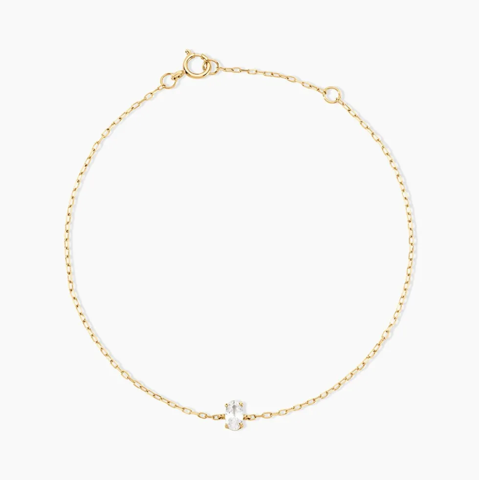 Bracelet Ovale Or Jaune Oxyde De Zirconium