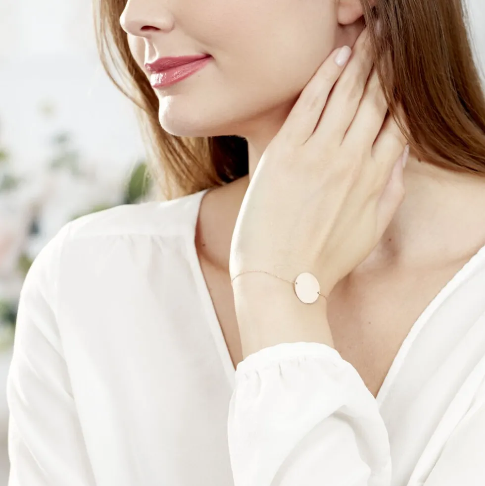 Bracelet Pastille Gravable Or Rose