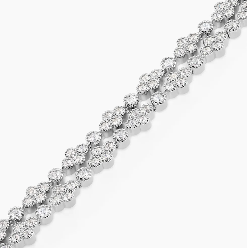 Bracelet Petales Argent Blanc Oxyde De Zirconium