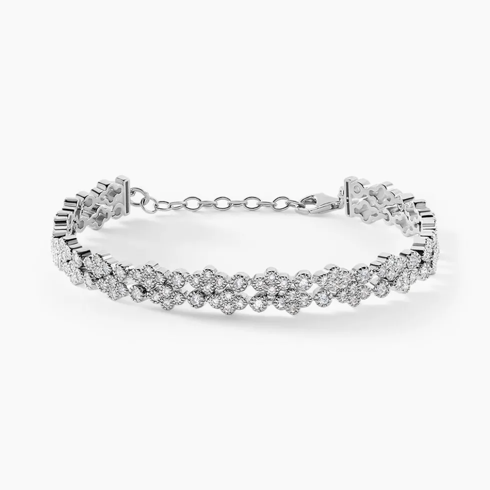Bracelet Petales Argent Blanc Oxyde De Zirconium