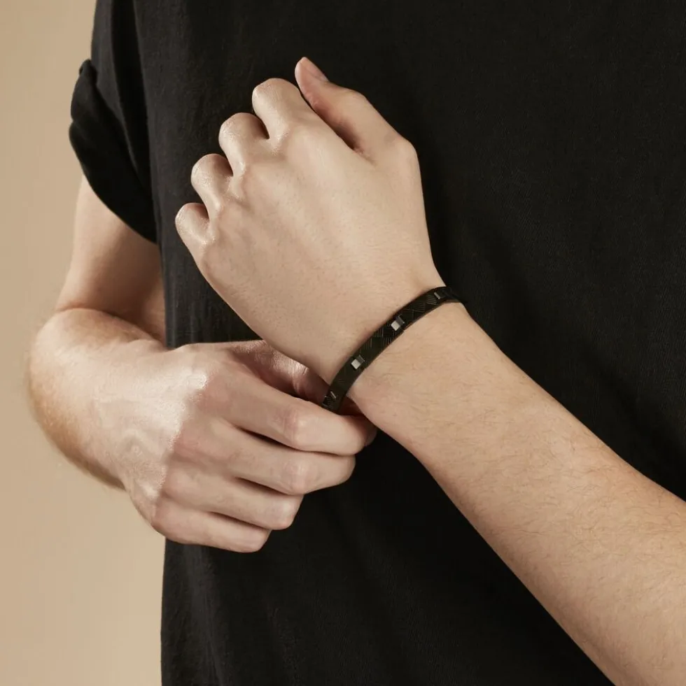 Bracelet Phebus Him Acier Blanc Et Noir