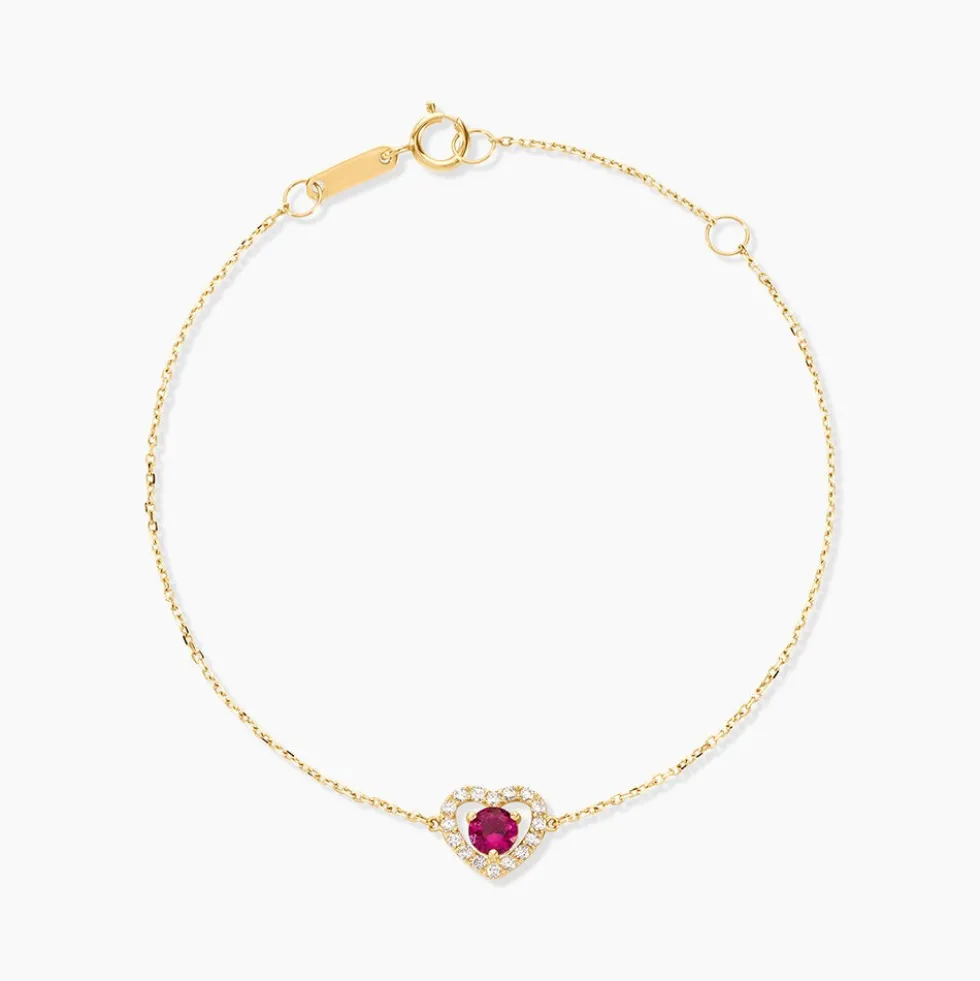 Bracelet Red Velvet Or Jaune Rhodolite Oxyde De Zirconiu