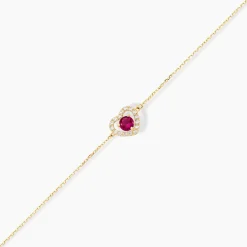 Bracelet Red Velvet Or Jaune Rhodolite Oxyde De Zirconiu