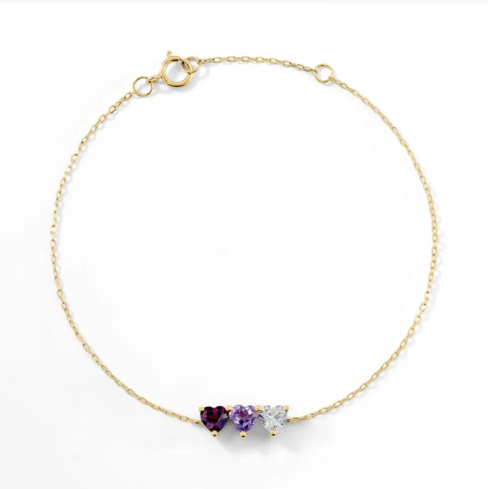 Bracelet Romayne Or Jaune Améthyste Rhodolite Oxyde De Zirconium