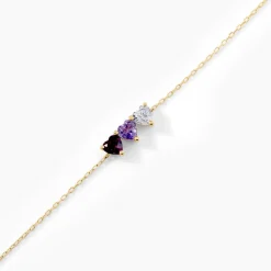 Bracelet Romayne Or Jaune Améthyste Rhodolite Oxyde De Zirconium