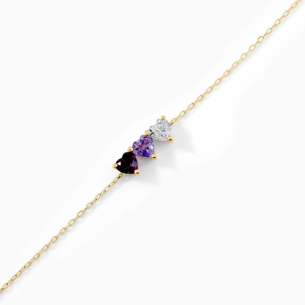 Bracelet Romayne Or Jaune Améthyste Rhodolite Oxyde De Zirconium