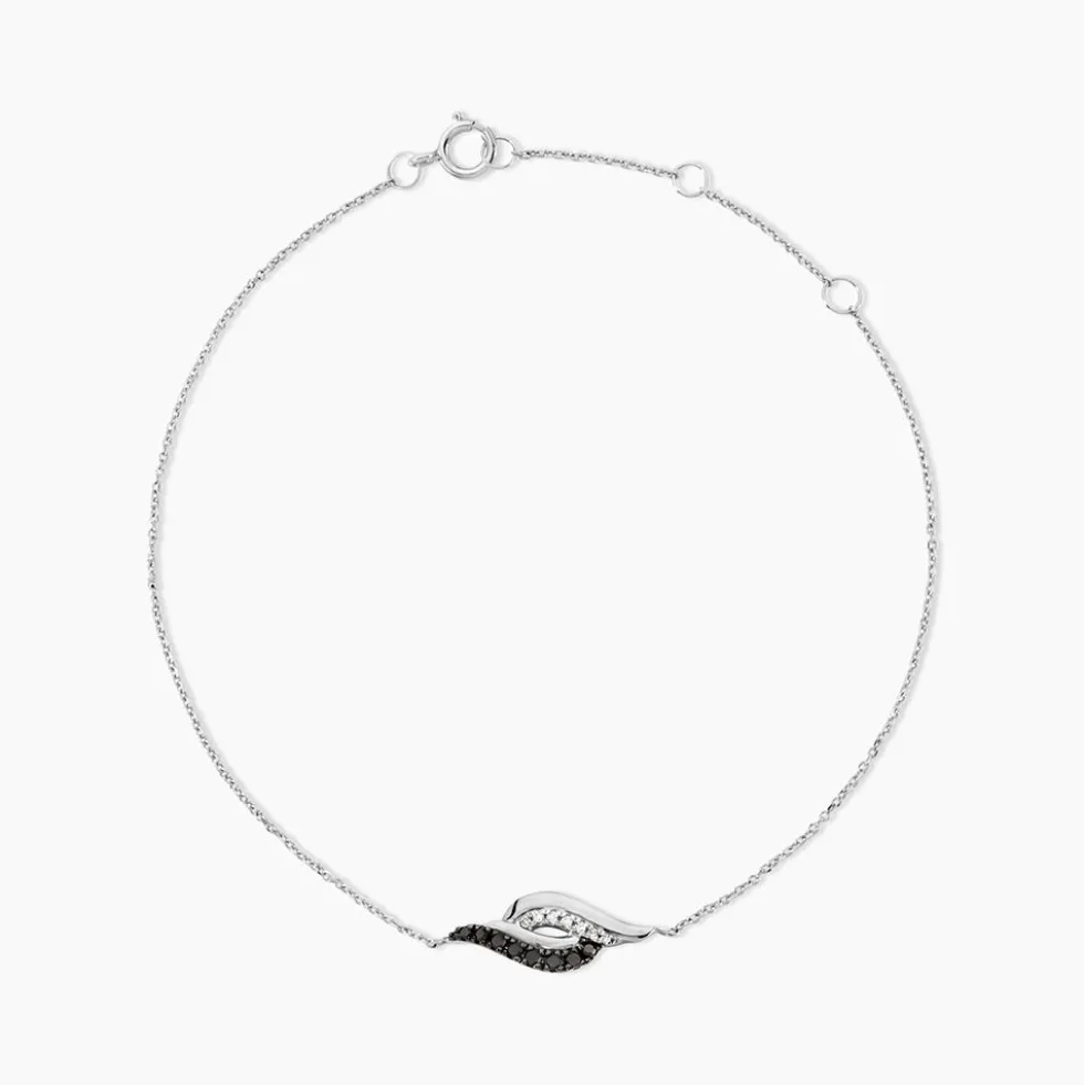 Bracelet Sculptural Or Blanc Diamant