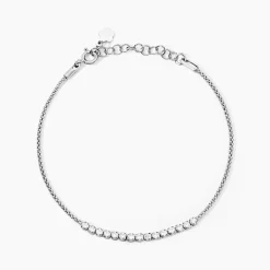 Bracelet Sidney Argent Blanc Oxyde De Zirconium Et Olivine