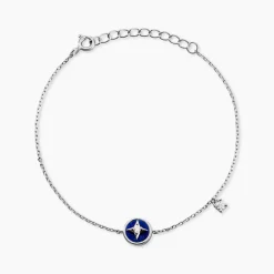 Bracelet Talismania Argent Blanc Lapis Lazuli Oxyde De Zirconium