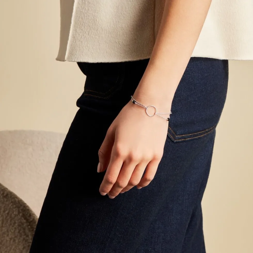 Bracelet Tamar Argent Blanc Pierre De Synthese