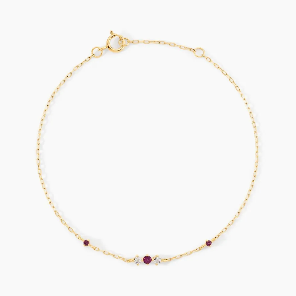 Bracelet Valora Or Jaune Rhodolite Oxyde De Zirconium
