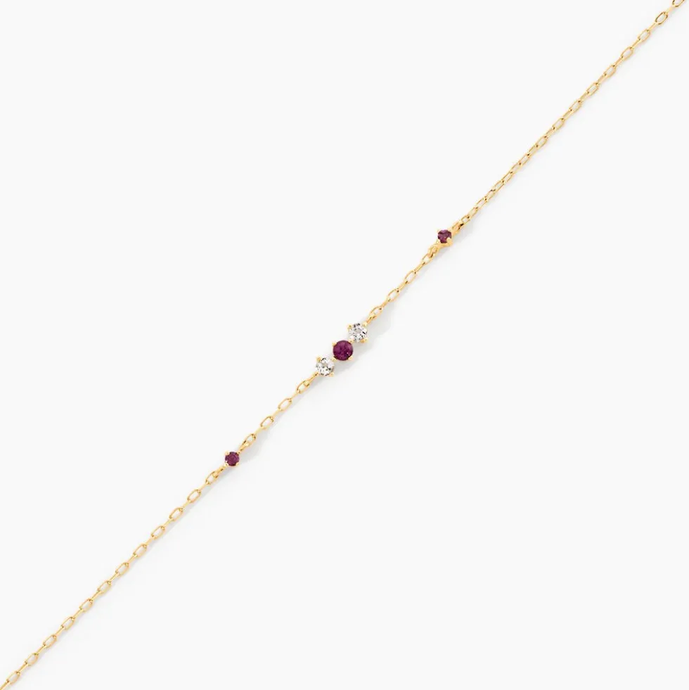 Bracelet Valora Or Jaune Rhodolite Oxyde De Zirconium