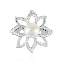 Broche Bonifacio Argent Blanc Oxyde De Zirconium