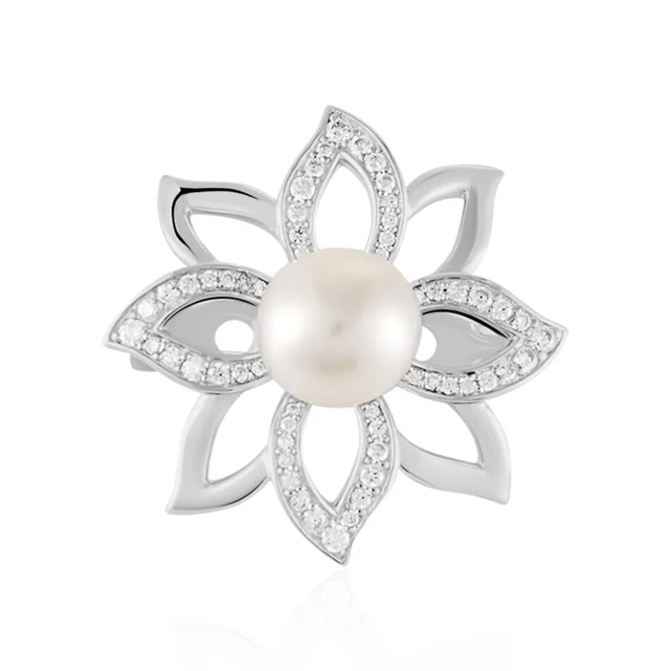 Broche Bonifacio Argent Blanc Oxyde De Zirconium