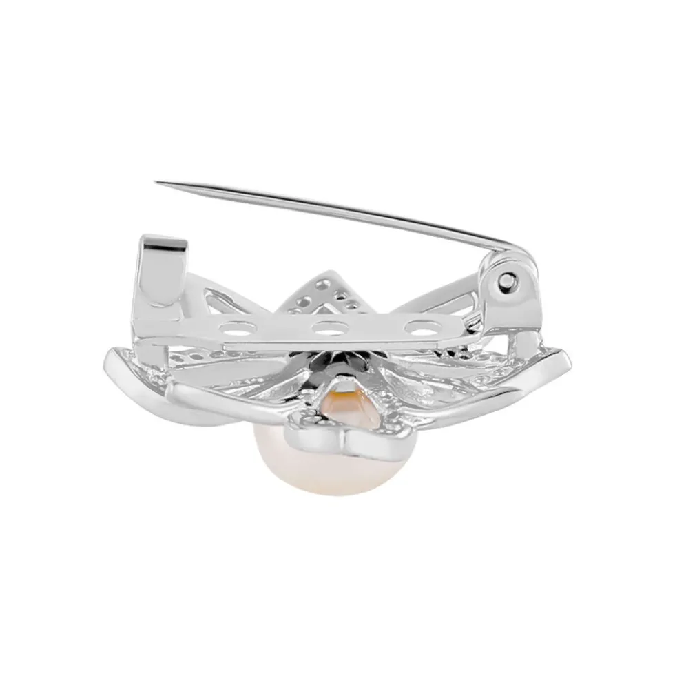 Broche Bonifacio Argent Blanc Oxyde De Zirconium