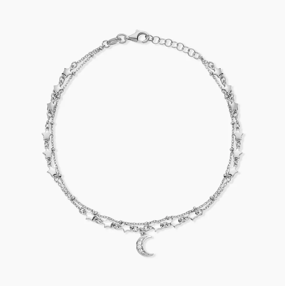 Chaîne De Cheville Argent Blanc Steffert Oxydes De Zirconium