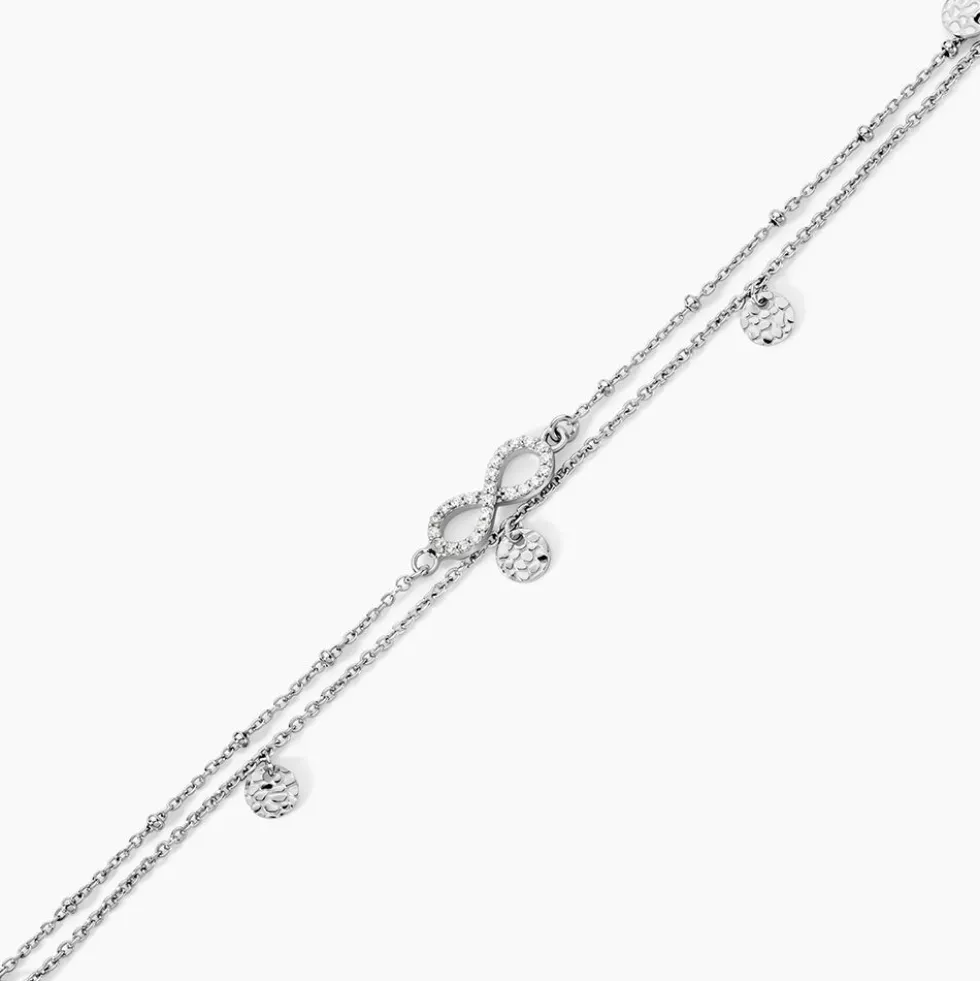 Chaîne De Cheville Argent Blanc Roschen Oxydes De Zirconium