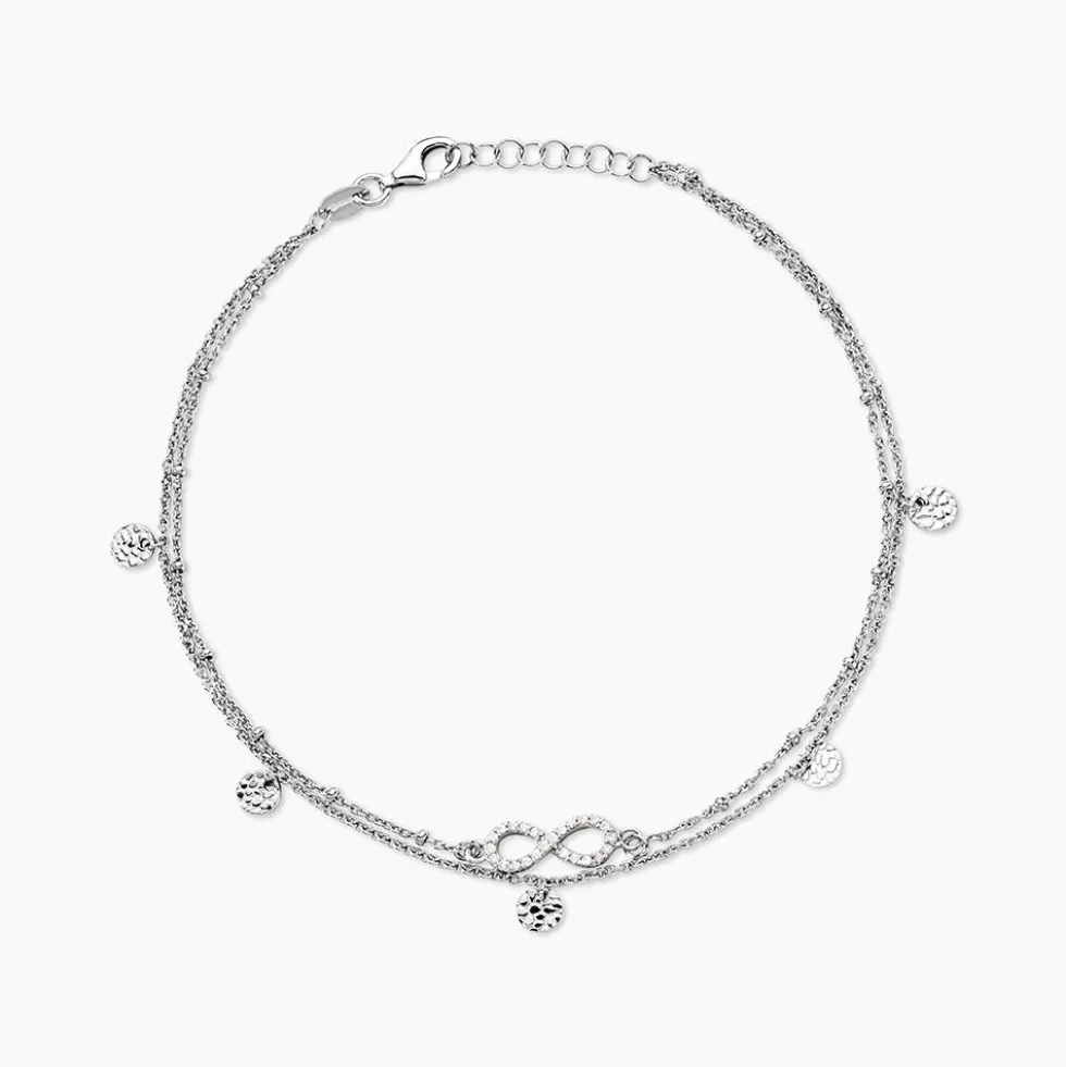 Chaîne De Cheville Argent Blanc Roschen Oxydes De Zirconium