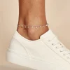 Chaîne De Cheville Carolaine Argent Blanc Oxyde De Zirconium