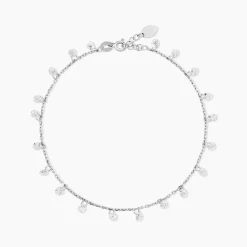 Chaîne De Cheville Carolaine Argent Blanc Oxyde De Zirconium