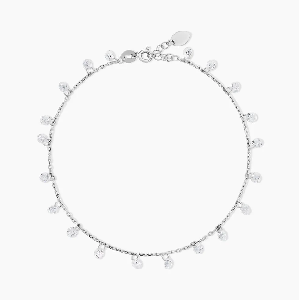 Chaîne De Cheville Carolaine Argent Blanc Oxyde De Zirconium