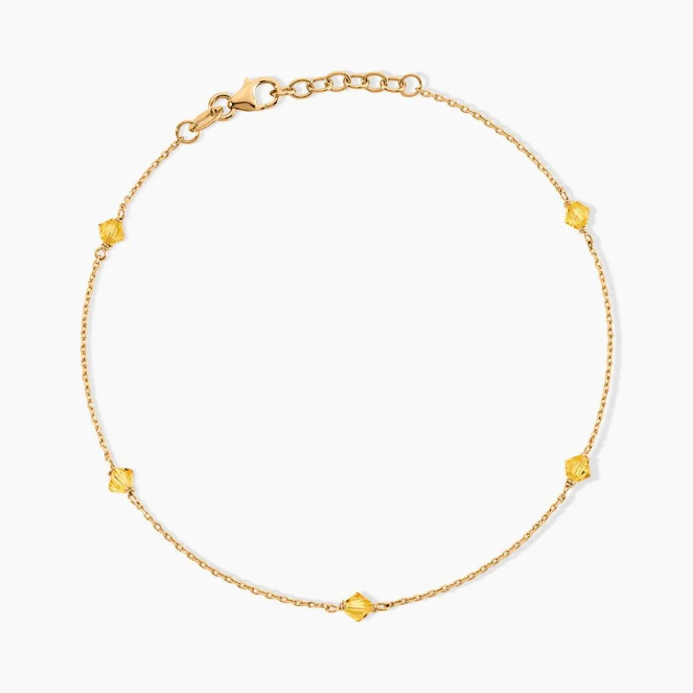 Chaîne De Cheville Edvina Plaqué Or Jaune Cristaux De Swarovski