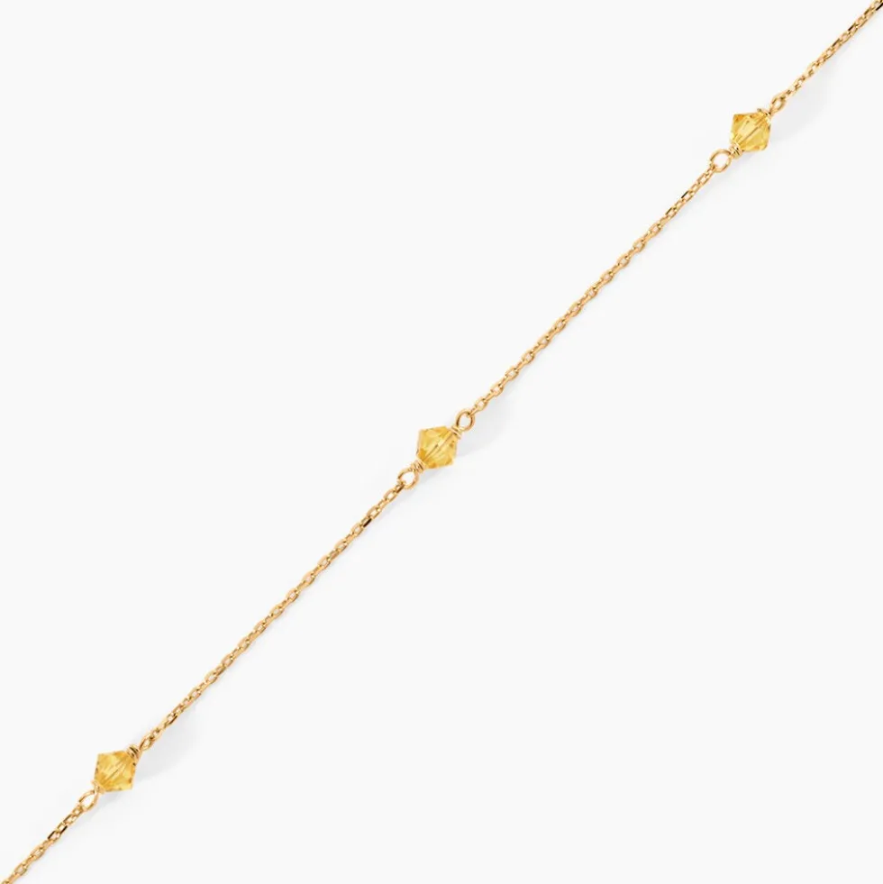 Chaîne De Cheville Edvina Plaqué Or Jaune Cristaux De Swarovski
