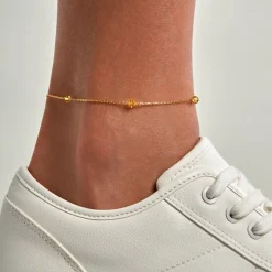Chaîne De Cheville Edvina Plaqué Or Jaune Cristaux De Swarovski
