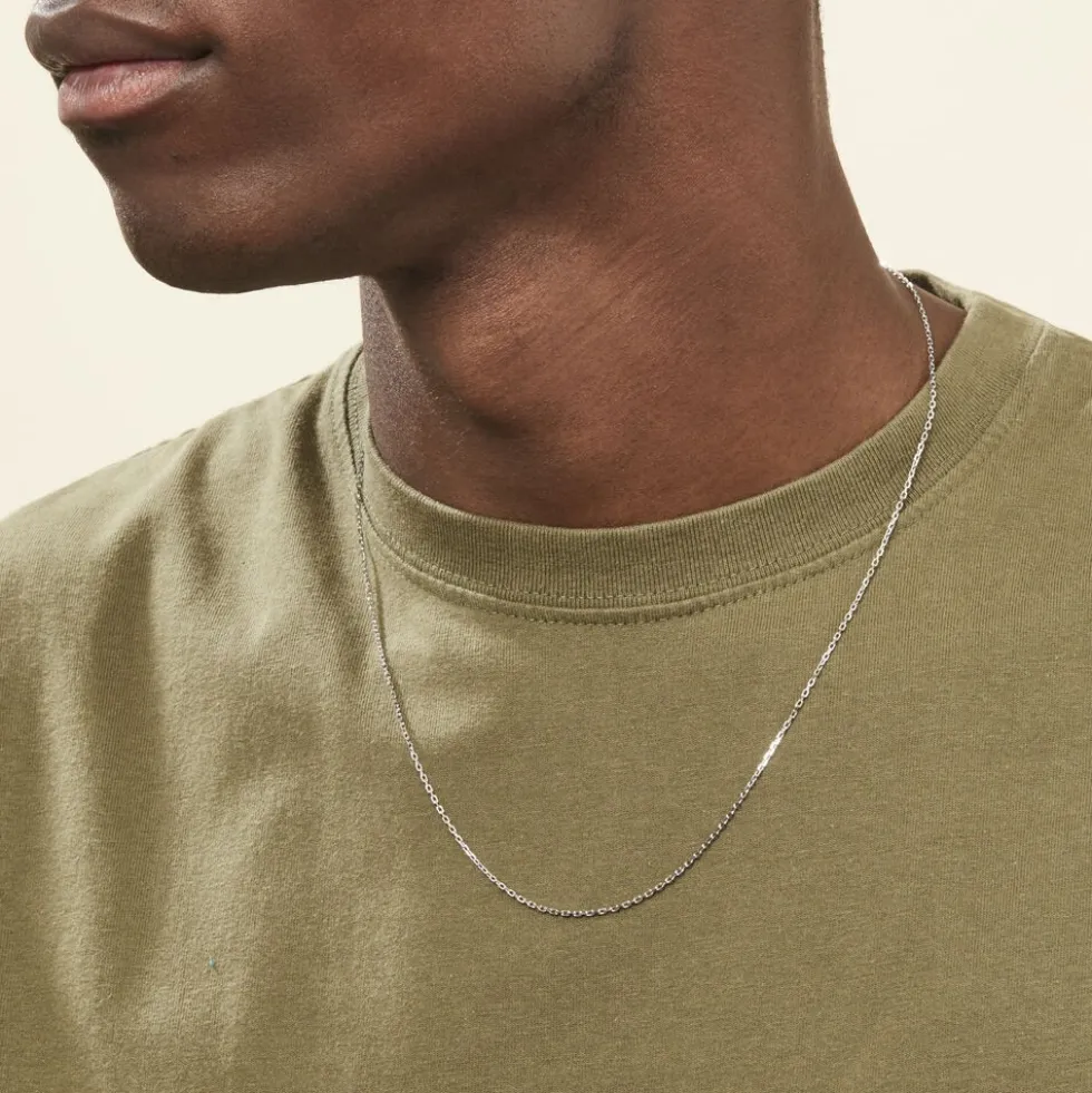 Chaîne Maille Forçat Diamantee Or Blanc
