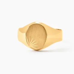 Chevalière Deimos Ovale Diamantee Soleil Or Jaune