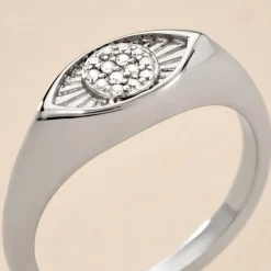 Chevalière Evalyn Argent Blanc Oxyde De Zirconium