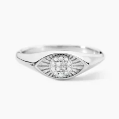 Chevalière Evalyn Argent Blanc Oxyde De Zirconium