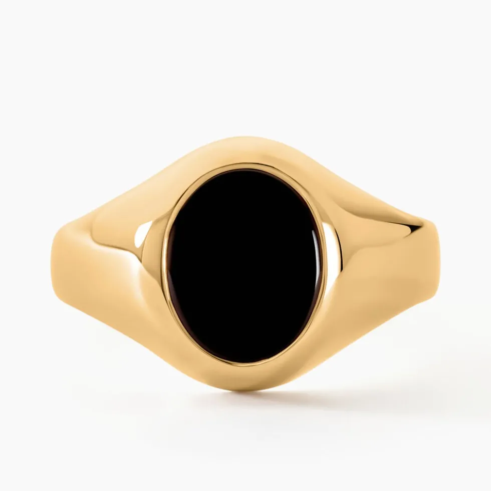 Chevalière Gerolt Ovale Or Jaune Onyx