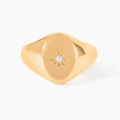 Chevalière Gwennen Plaqué Or Oxyde De Zirconium