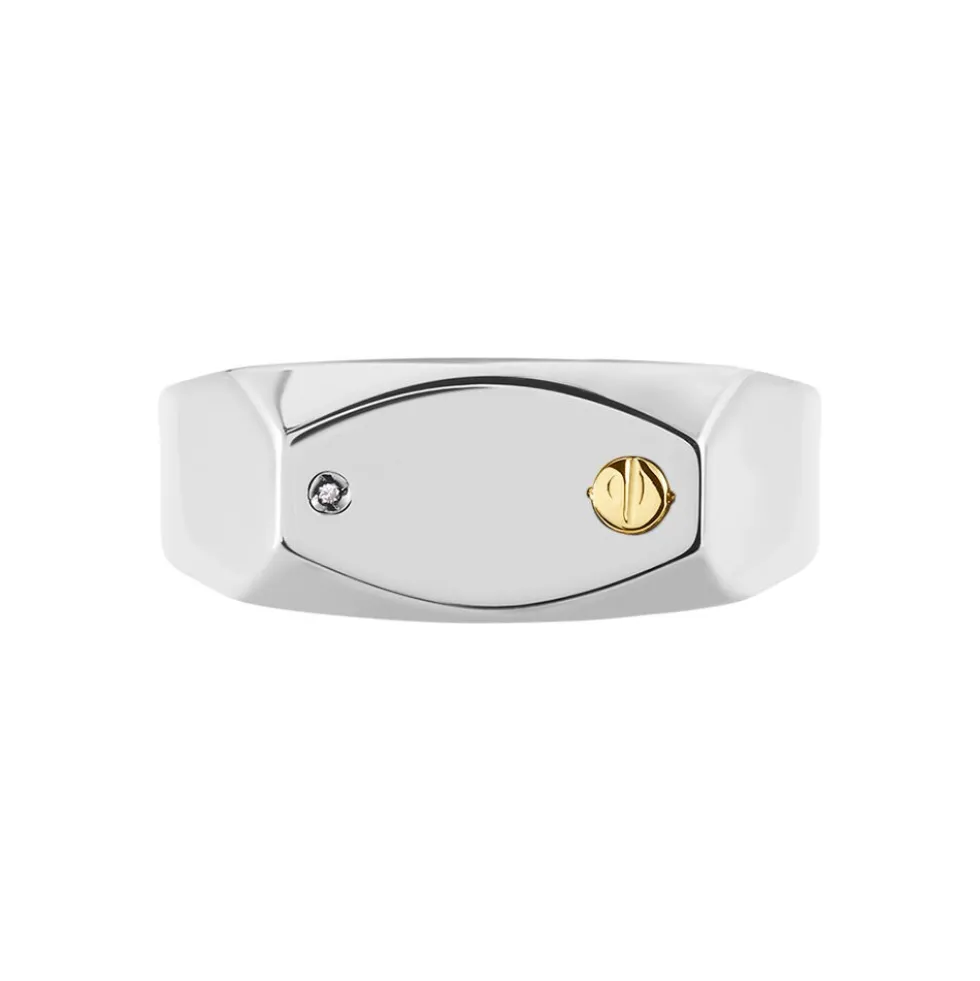 Chevalière Jourdan Lord Acier Bicolore Diamant