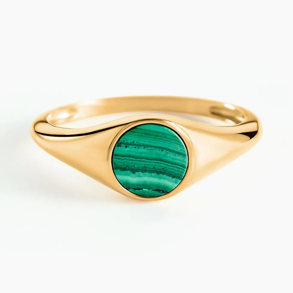 Chevalière Kenith Or Jaune Malachite