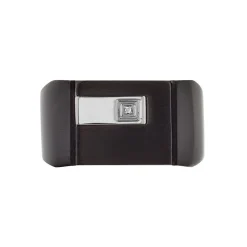 Chevalière Meghan Acier Noir Diamant