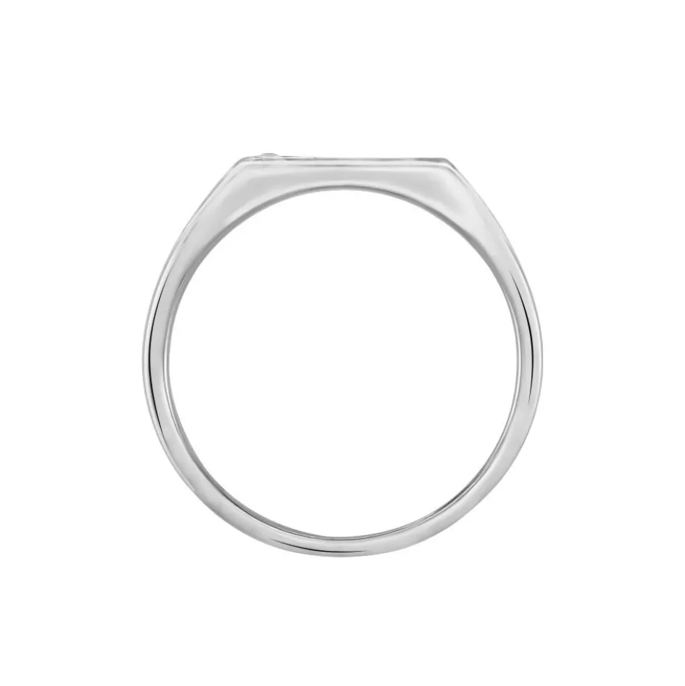 Chevalière Argent Blanc Python Email Et Oxyde De Zirconium