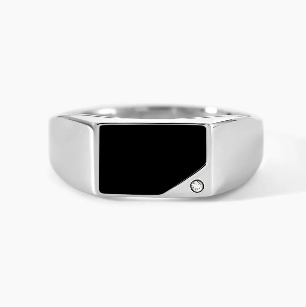 Chevalière Argent Blanc Python Email Et Oxyde De Zirconium