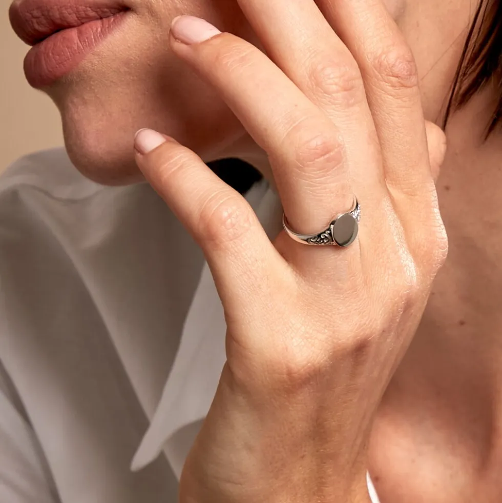 Chevalière Giacoma Argent Blanc