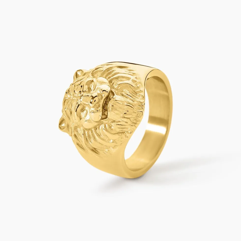 Chevalière Guess Lion King Acier Jaune