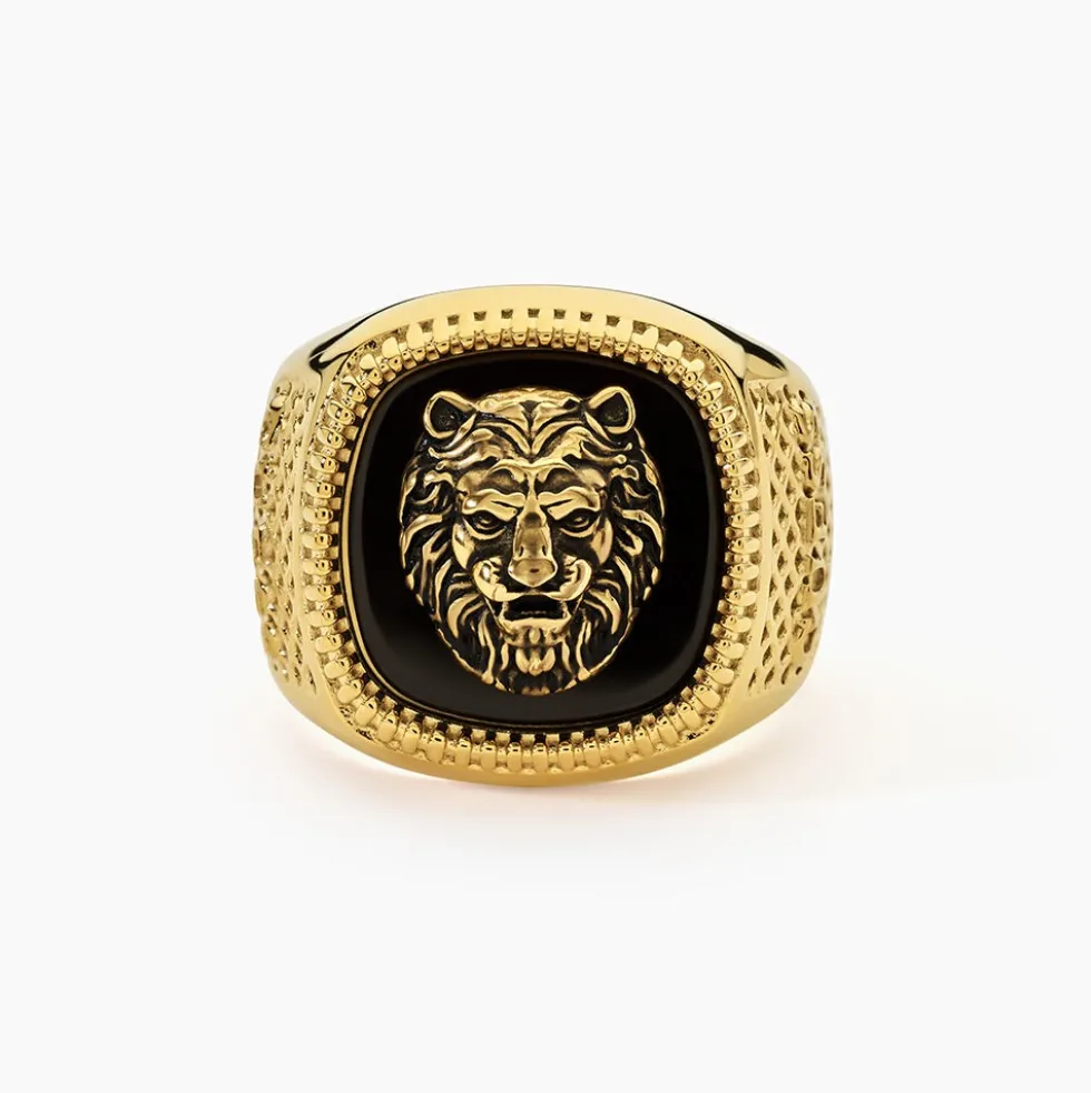 Chevalière Guess Lion King Acier Doré