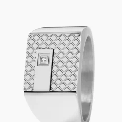 Chevalière Phebus Him Acier Blanc Diamant