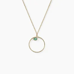 Collier Acier Doré Amazonite