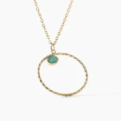 Collier Acier Doré Amazonite