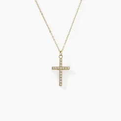 Collier Acier Doré Cristal