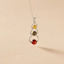 Collier Agneta Argent Blanc Ambre